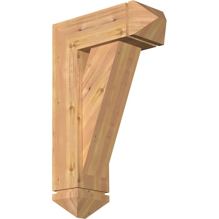 Traditional Arts And Crafts Smooth Bracket W/ Offset Brace, Western Red Cedar, 7 1/2W X 20D X 32H